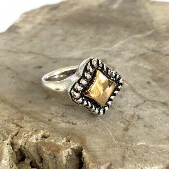Joseph Esposito Sterling Silver 925 14K Yellow Gold Mixed Metal Ring Sz 6.75 - Picture 5 of 16